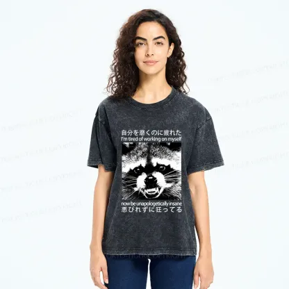 Tokyo-Tiger Unapologetically Insane Raccoon Washed T-Shirt