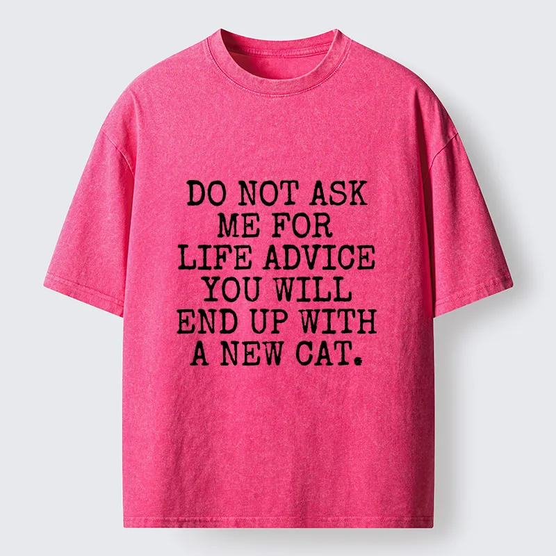 Tokyo-Tiger New Cat Advice Funny Meme Washed T-Shirt