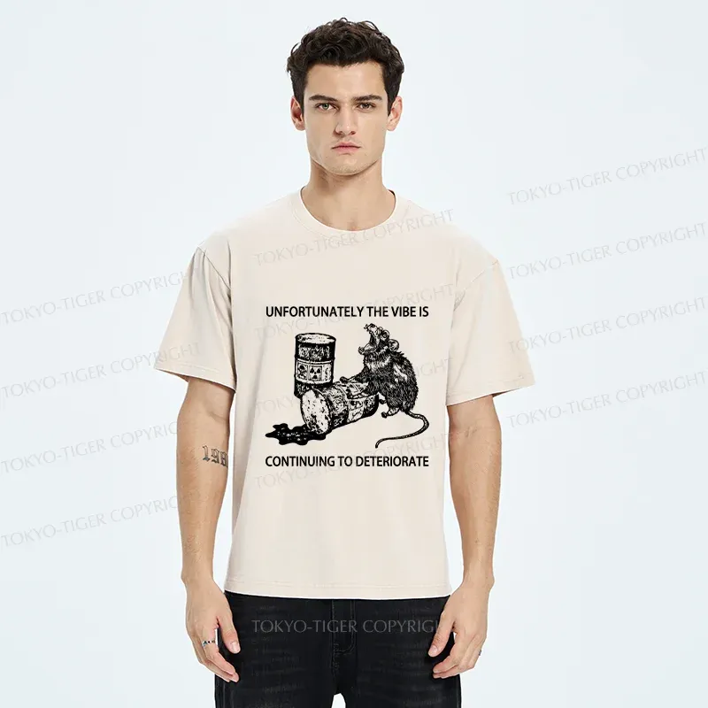 Tokyo-Tiger The Vibe Is Continuing To Deteriorate Funny Washed T-Shirt
