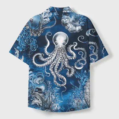 Tokyo-Tiger Deep Sea Octopus Cuban Collar Shirt