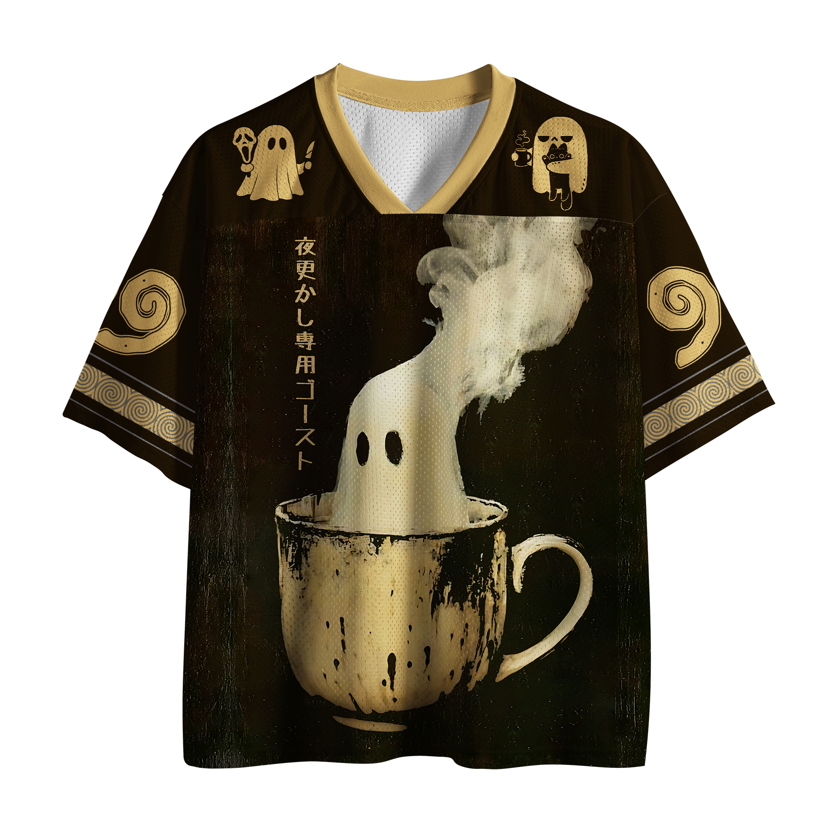 Tokyo-Tiger Coffee Ghost And Cats Mesh Jersey