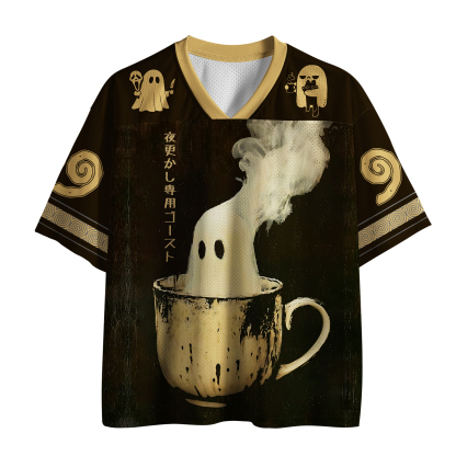 Tokyo-Tiger Coffee Ghost And Cats Mesh Jersey