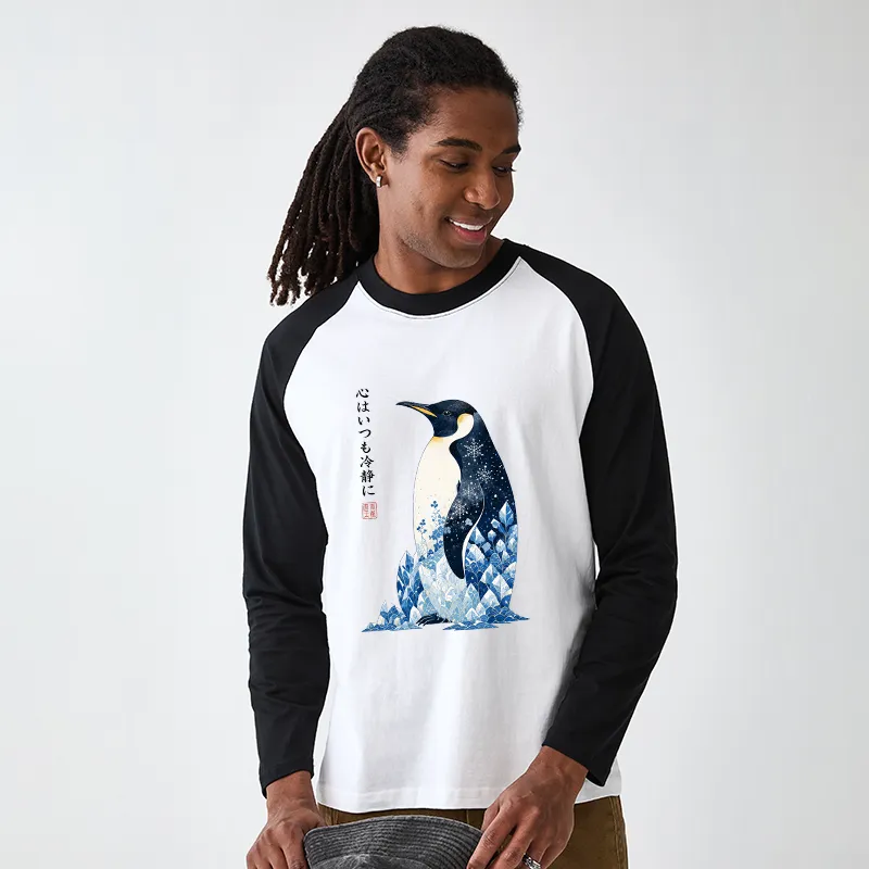 Tokyo-Tiger Keep Calm Penguin Raglan Long Sleeve T-shirt