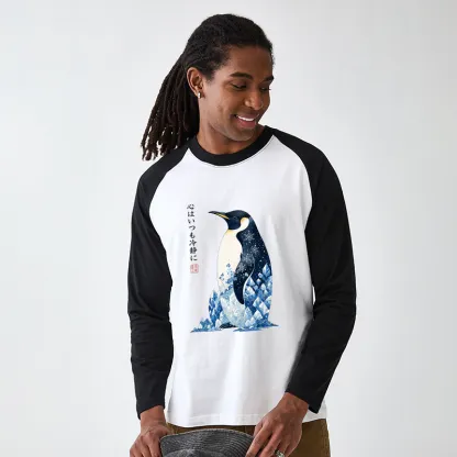 Tokyo-Tiger Keep Calm Penguin Raglan Long Sleeve T-shirt
