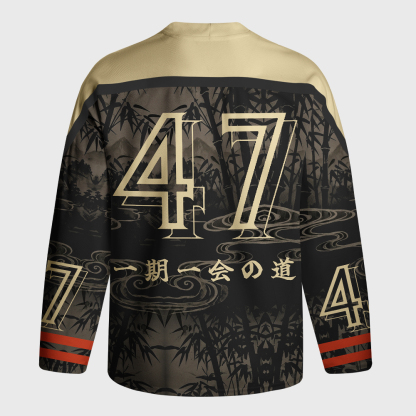 Tokyo-Tiger Calm Blade Capybara Samurai Long-Sleeve Hockey Jersey