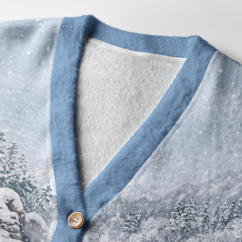 Tokyo-Tiger Winter Snow Monkey Hot Spring Ugly Cardigan Sweater