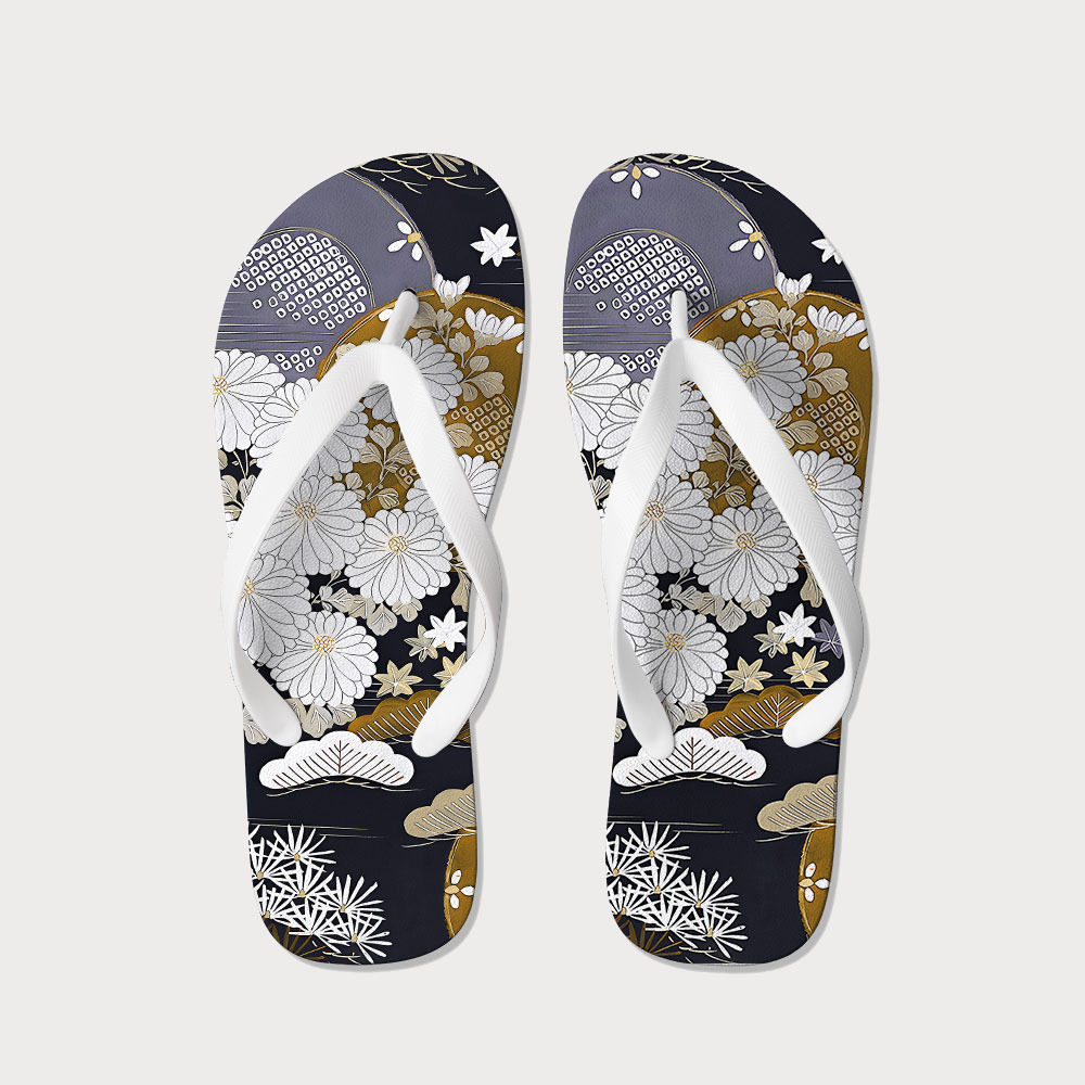 Tokyo-Tiger Japanese Floral Collection Flip Flops