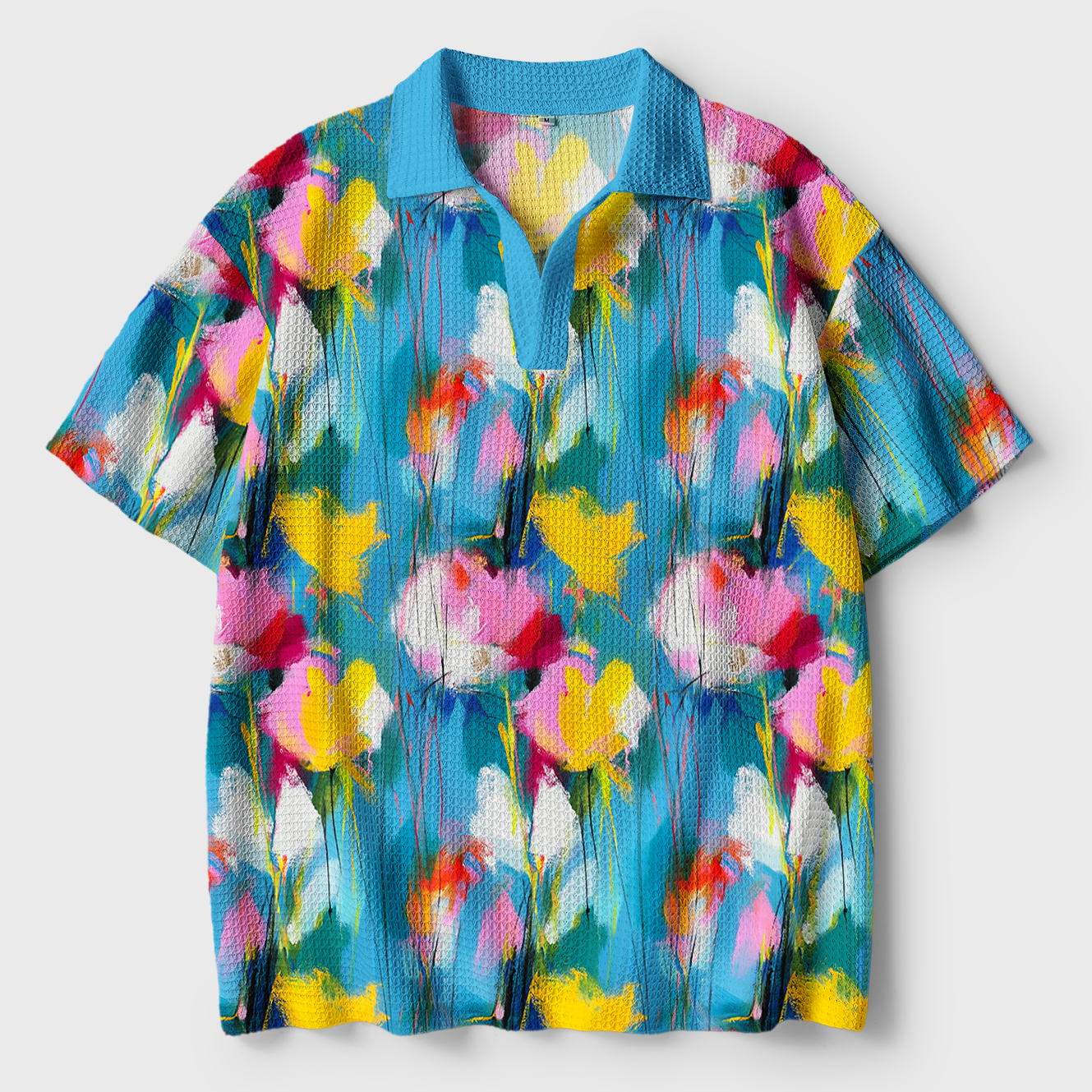 Tokyo-Tiger Summer Splash Abstract Paint Crochet Polo Shirt  