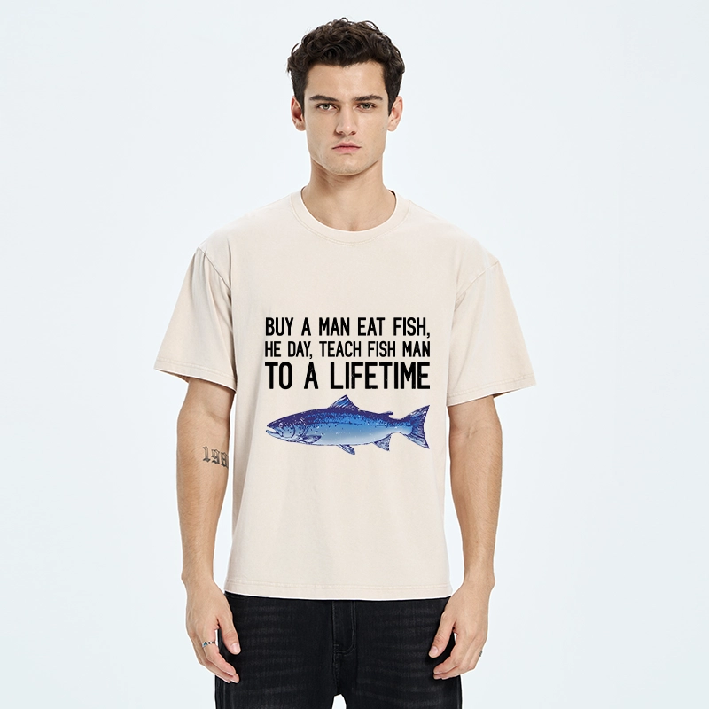 Tokyo-Tiger Sarcastic Fish Proverb Meme With Salmon Washed T-Shirt