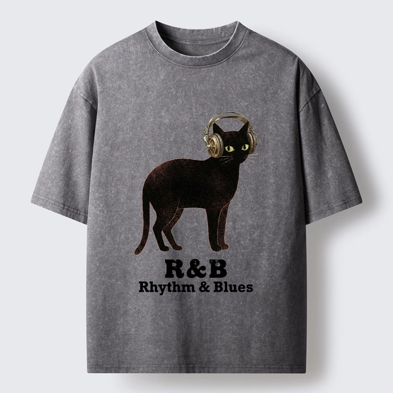 Tokyo‑Tiger Cat Headphone Groove Washed T-Shirt