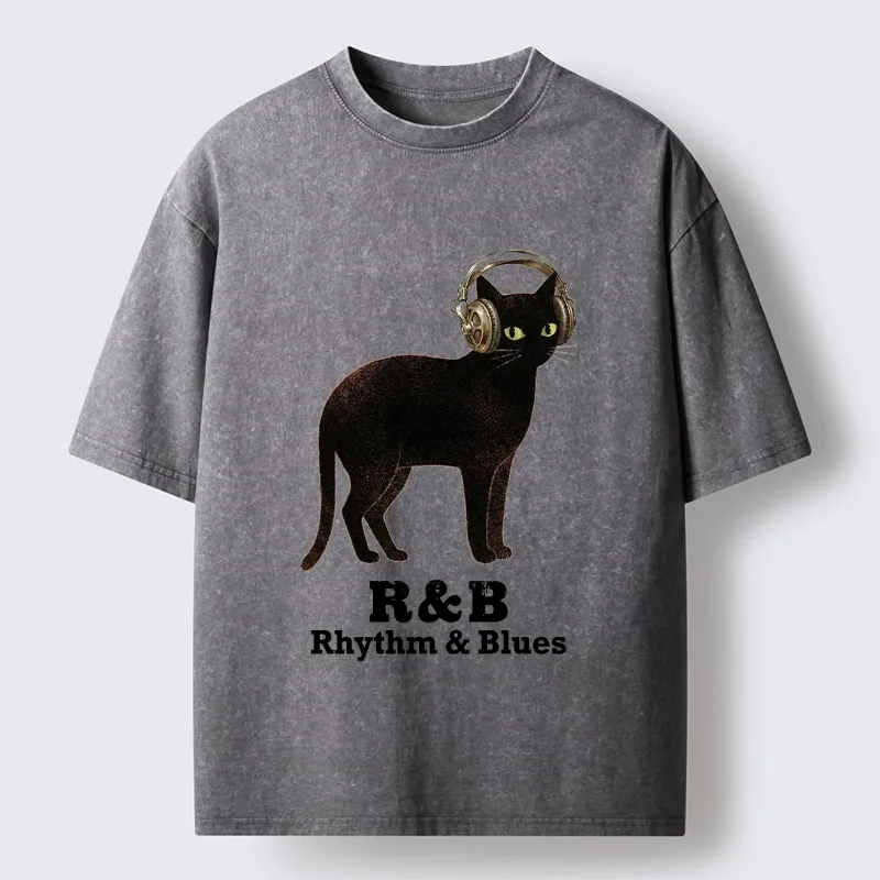 Tokyo‑Tiger Cat Headphone Groove Washed T-Shirt