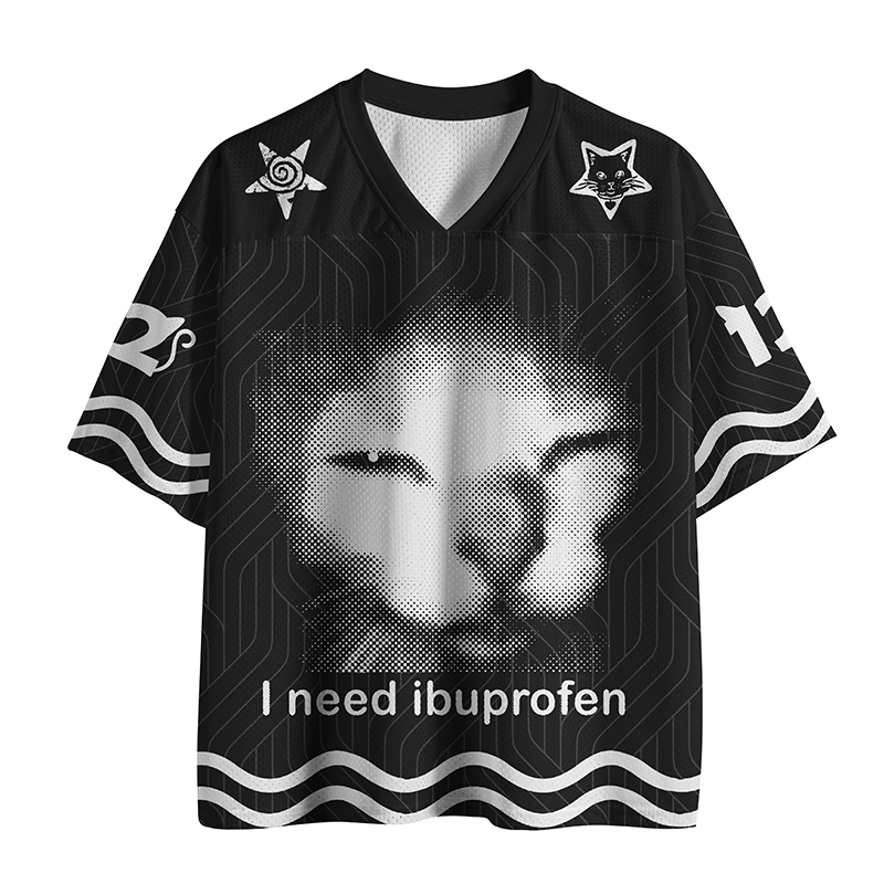 Tokyo-Tiger Blurry Cat Need Ibuprofen Mesh Jersey