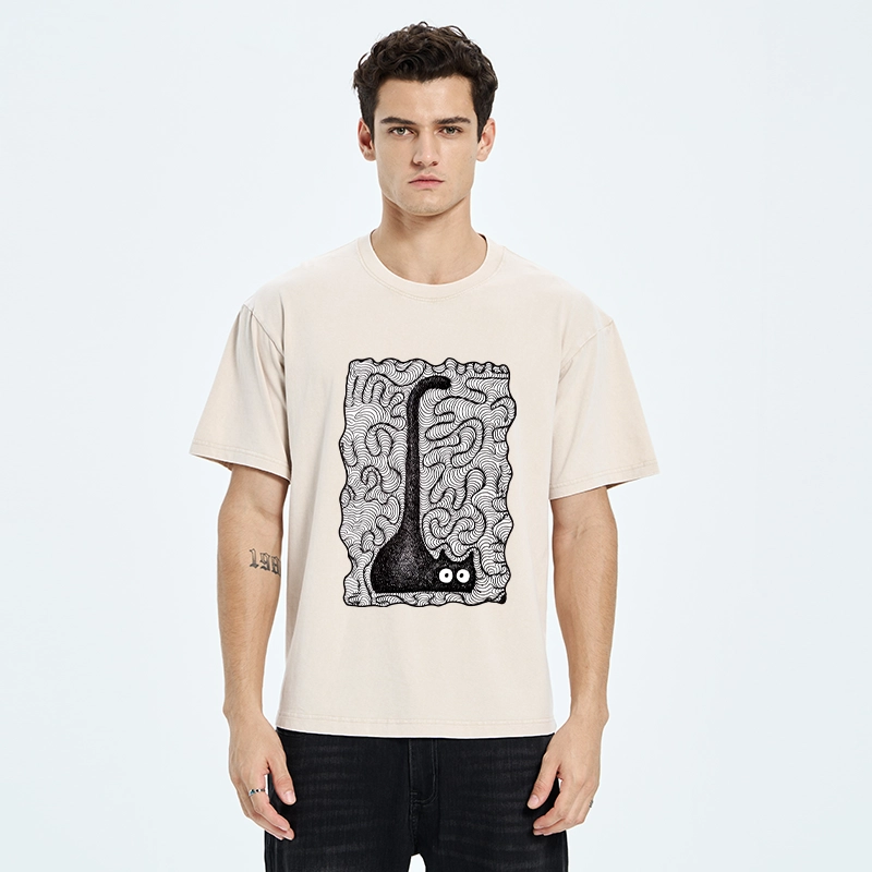 Tokyo-Tiger Trippy Zentangle Secret Cat Art Print Washed T-Shirt