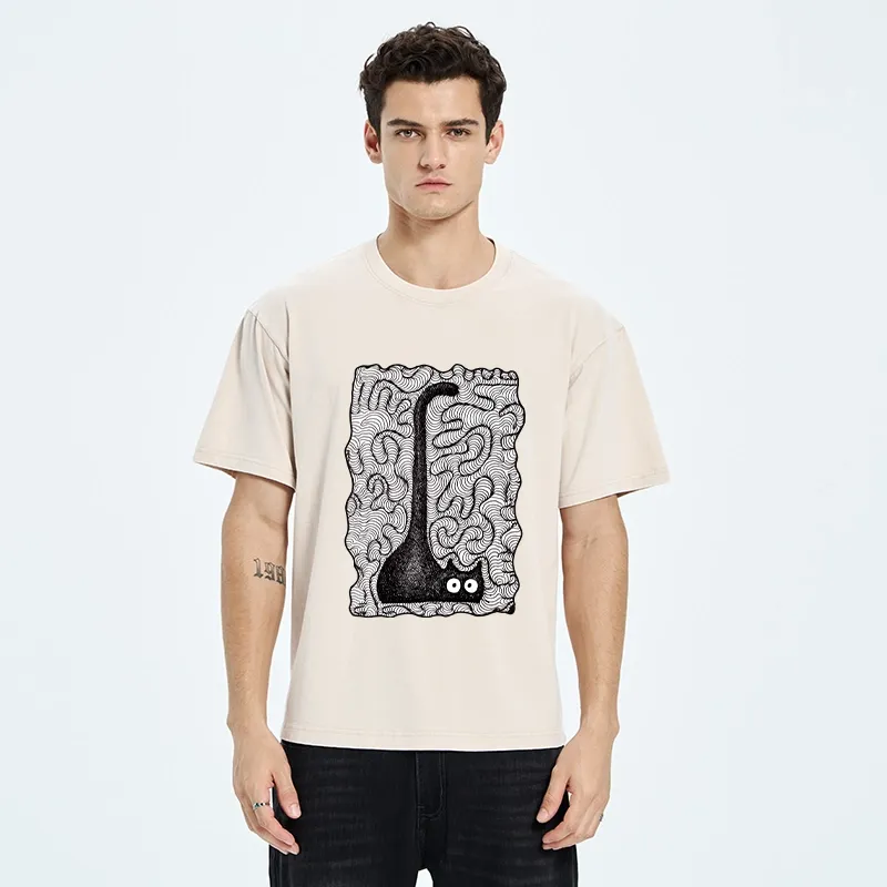 Tokyo-Tiger Trippy Zentangle Secret Cat Art Print Washed T-Shirt