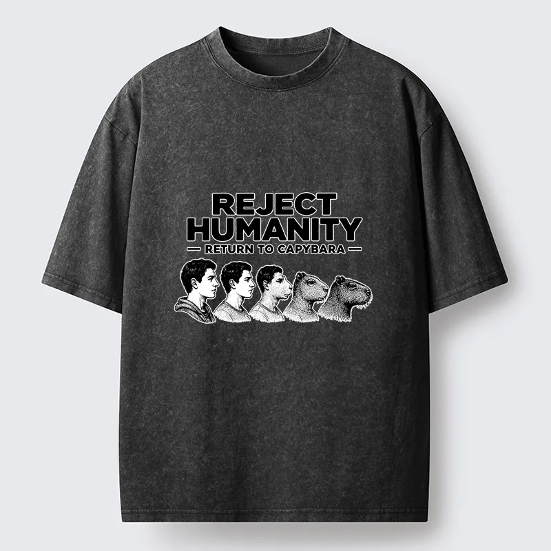 Tokyo-Tiger Funny Capybara Evolution Meme Washed T-Shirt