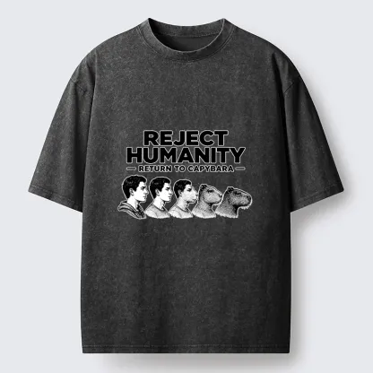 Tokyo-Tiger Funny Capybara Evolution Meme Washed T-Shirt