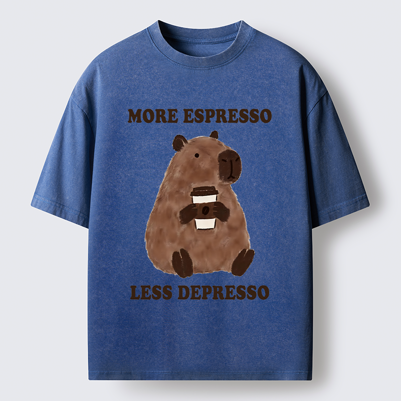 Tokyo-Tiger Coffee Capybara Art Washed T-Shirt