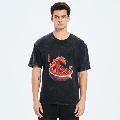Tokyo‑Tiger Funny Fruit Wave Washed T‑Shirt