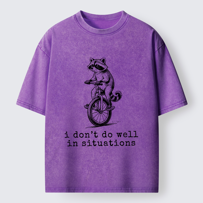 Tokyo-Tiger Raccoon Unicycle Meme Washed T-Shirt