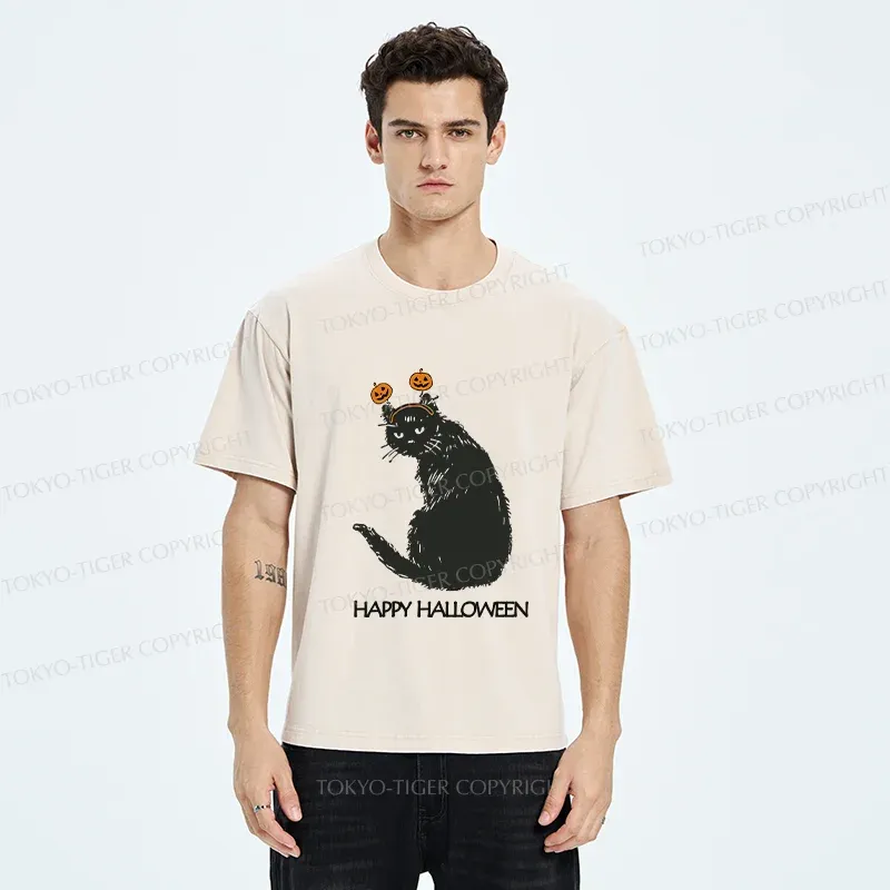 Tokyo-Tiger Halloween Cat Washed T-Shirt