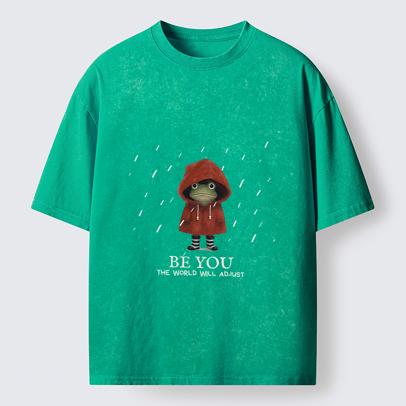 Tokyo-Tiger Brave Rain Frog Self Love Meme Washed T-Shirt
