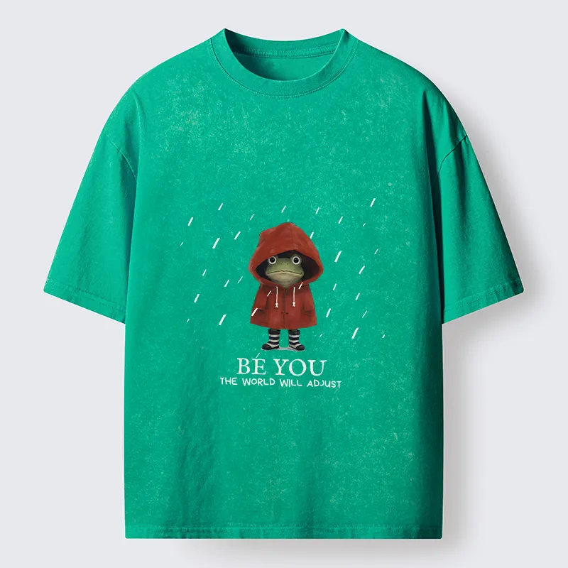 Tokyo-Tiger Brave Rain Frog Self Love Meme Washed T-Shirt