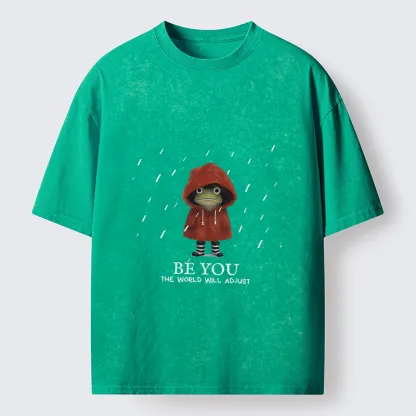 Tokyo-Tiger Brave Rain Frog Self Love Meme Washed T-Shirt