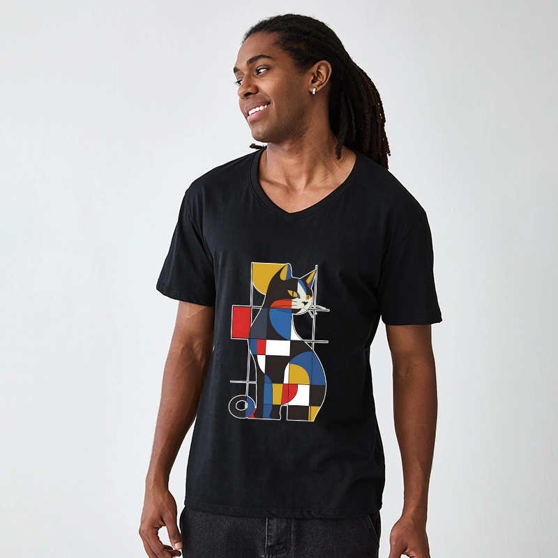 Tokyo-Tiger Mondrian Cat V-Neck Classic T-Shirt