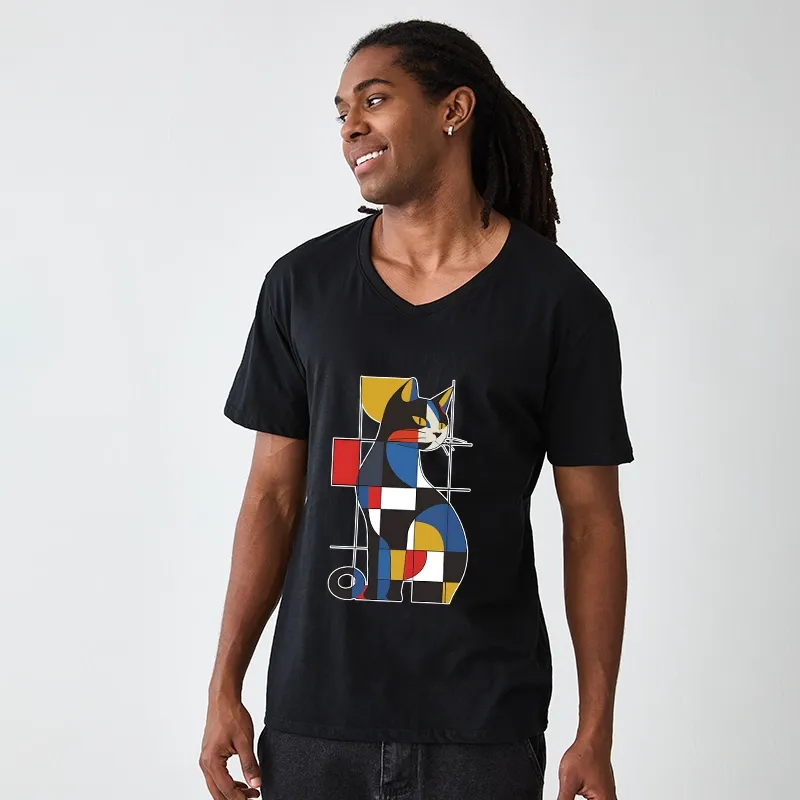 Tokyo-Tiger Mondrian Cat V-Neck Classic T-Shirt