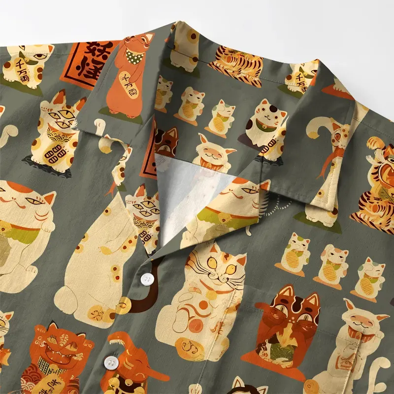 Tokyo-Tiger Various Japanese Lucky Cats Aloha Hawaiian Shirt