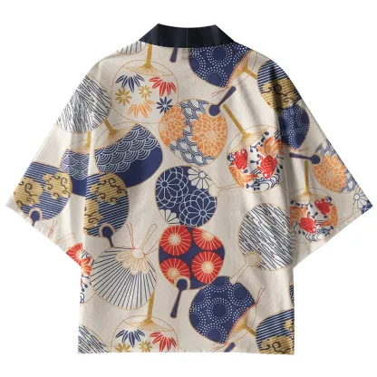Tokyo-Tiger Japanese Uchiwa Flat Fan Kimono Cardigan