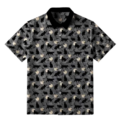 Tokyo-Tiger Black Cats On Moonlit Night Button-up Shirt