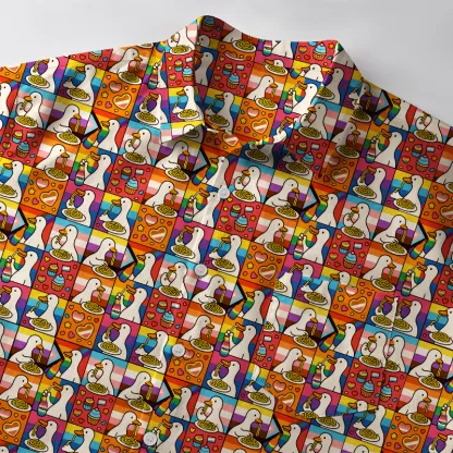 Tokyo-Tiger More Spaghetti Less Upsetti Rainbow Spaghetti Feast Button-up Shirt