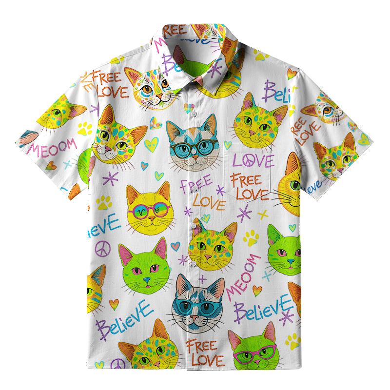 Tokyo-Tiger Free Love Free Meow Button-up Shirt