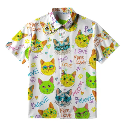 Tokyo-Tiger Free Love Free Meow Button-up Shirt