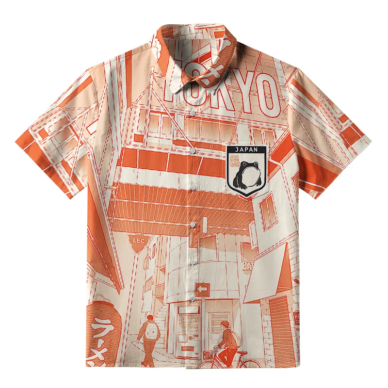 Tokyo-Tiger Tokyo Street Corner Japanese Button-up Shirt