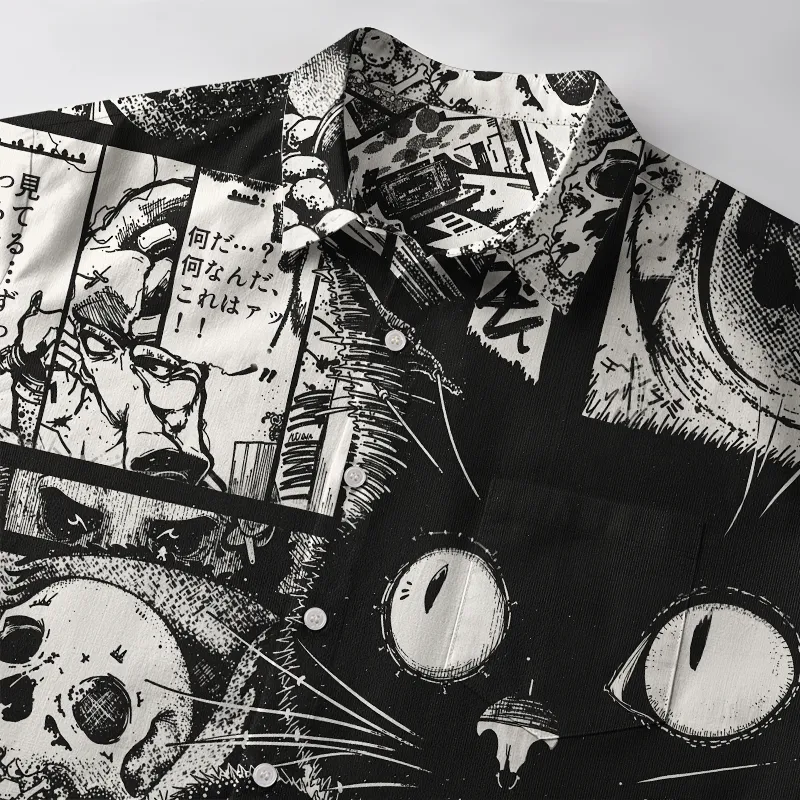 Tokyo-Tiger Cat Collecting Eyeballs Japanese Button-up Shirt