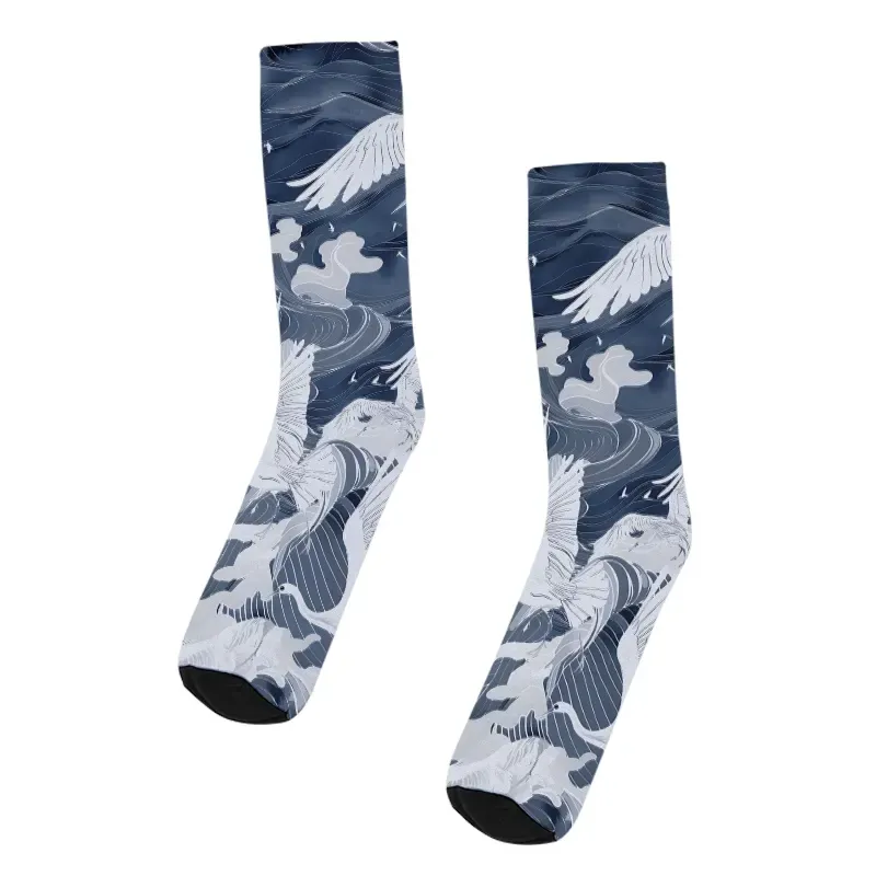 Tokyo-Tiger Graceful Cranes On Waves Socks