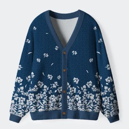 Tokyo-Tiger Falling Petals Ugly Cardigan Sweater