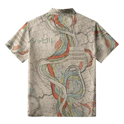 Tokyo-Tiger Mississippi River Map Aloha Hawaiian Shirt
