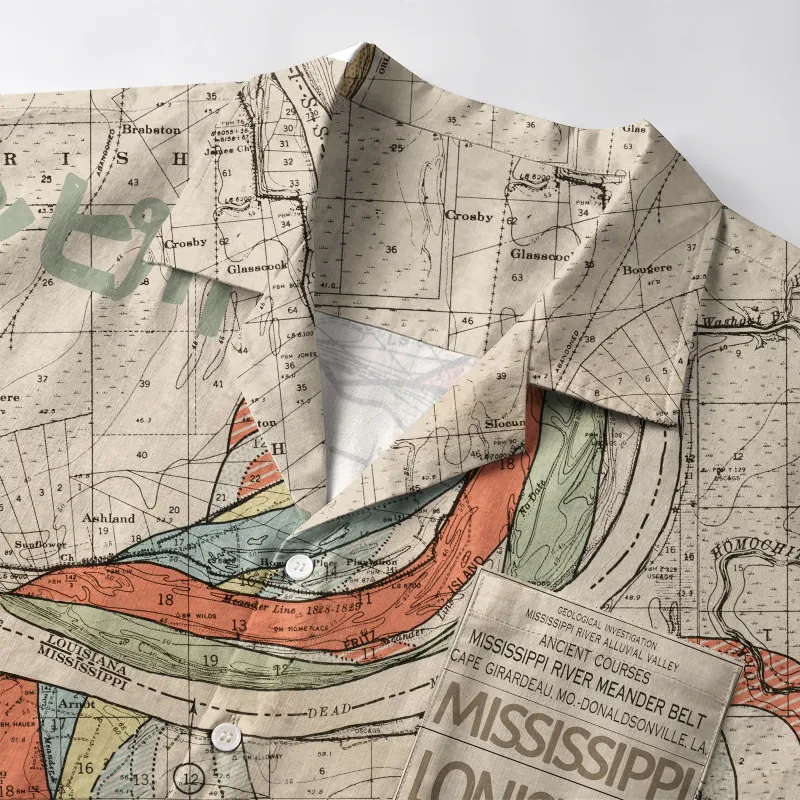 Tokyo-Tiger Mississippi River Map Aloha Hawaiian Shirt