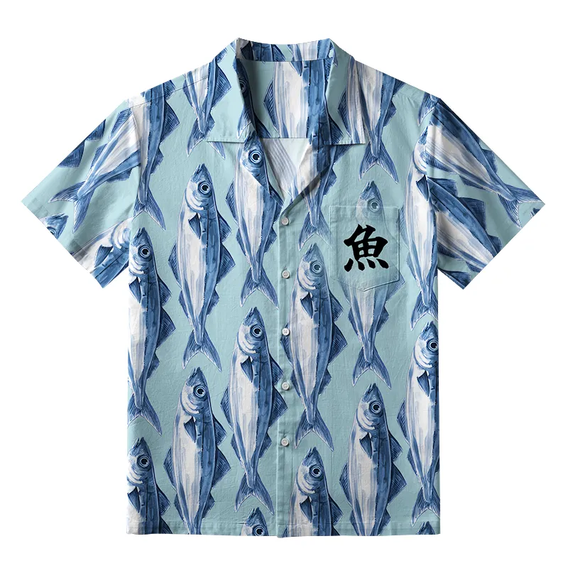 Tokyo-Tiger School Of Fish Aloha Hawaiian Shirt Sale
