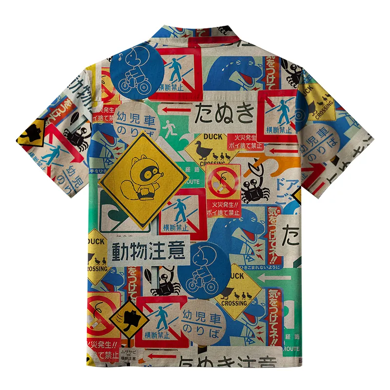 Tokyo-Tiger Playful Urban Sign Aloha Hawaiian Shirt
