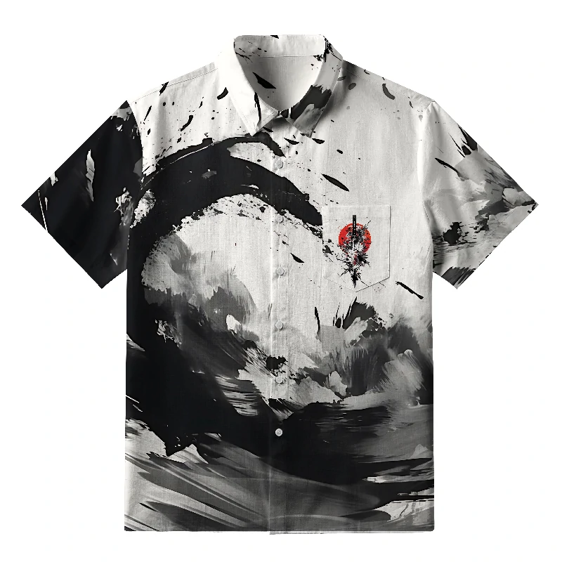 Tokyo-Tiger Ink Wave Button-up Shirt