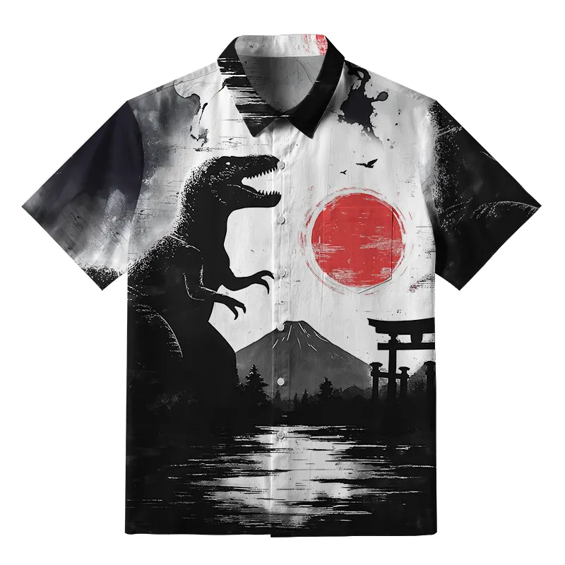 Tokyo-Tiger Monster Under Mount Fuji Button-up Shirt