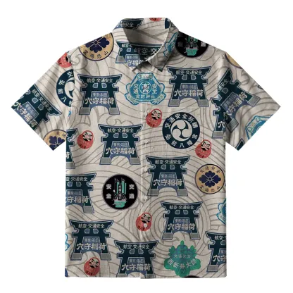 Tokyo-Tiger Traditional Japanese Amulets Button-up Shirt