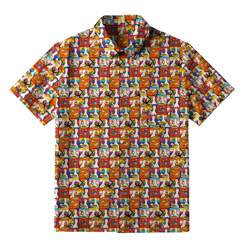 Tokyo-Tiger More Spaghetti Less Upsetti Rainbow Spaghetti Feast Button-up Shirt