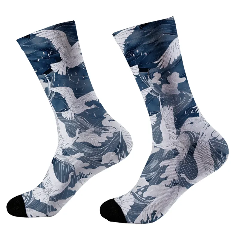 Tokyo-Tiger Graceful Cranes On Waves Socks