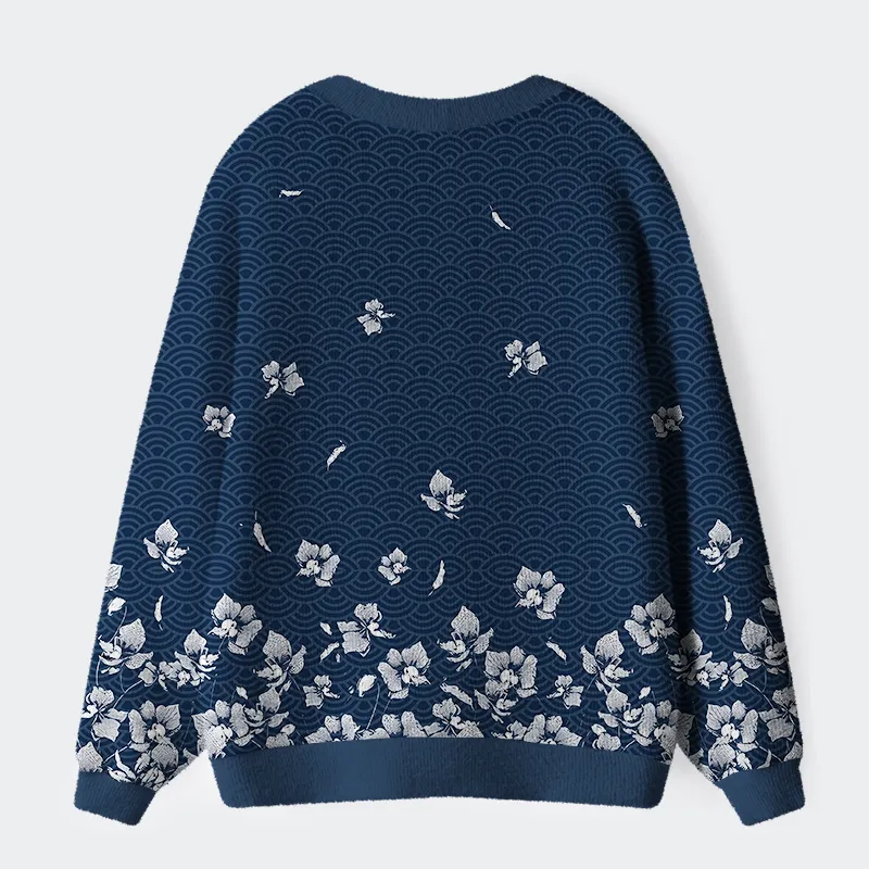 Tokyo-Tiger Falling Petals Ugly Cardigan Sweater