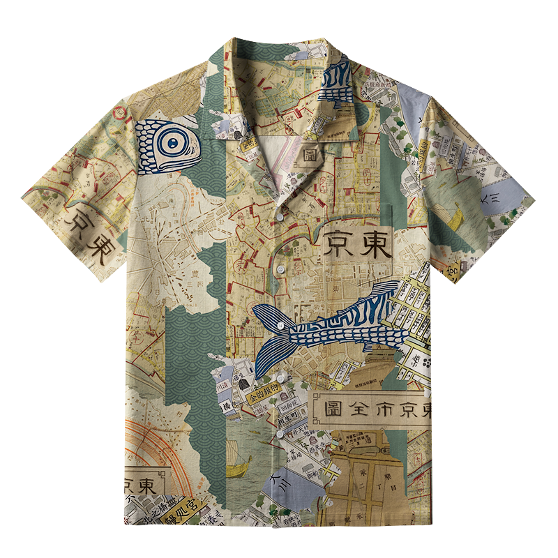 Tokyo-Tiger Old Tokyo Maps Aloha Hawaiian Shirt
